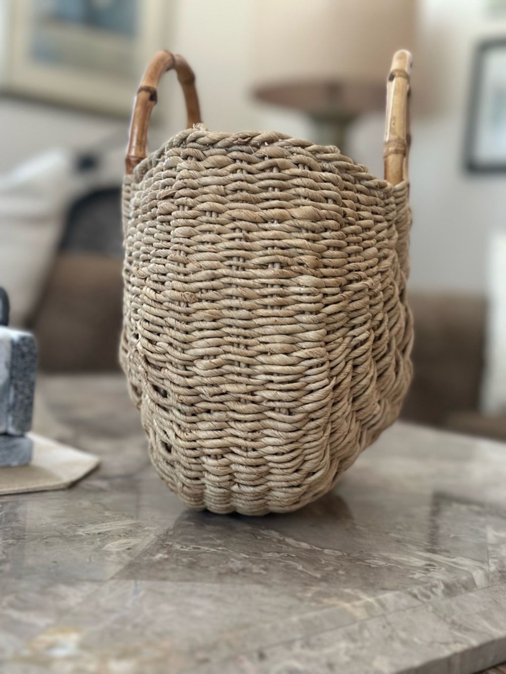 Faded Glory Neutral Woven Tote with Metal Snap - Picture 6 of 10